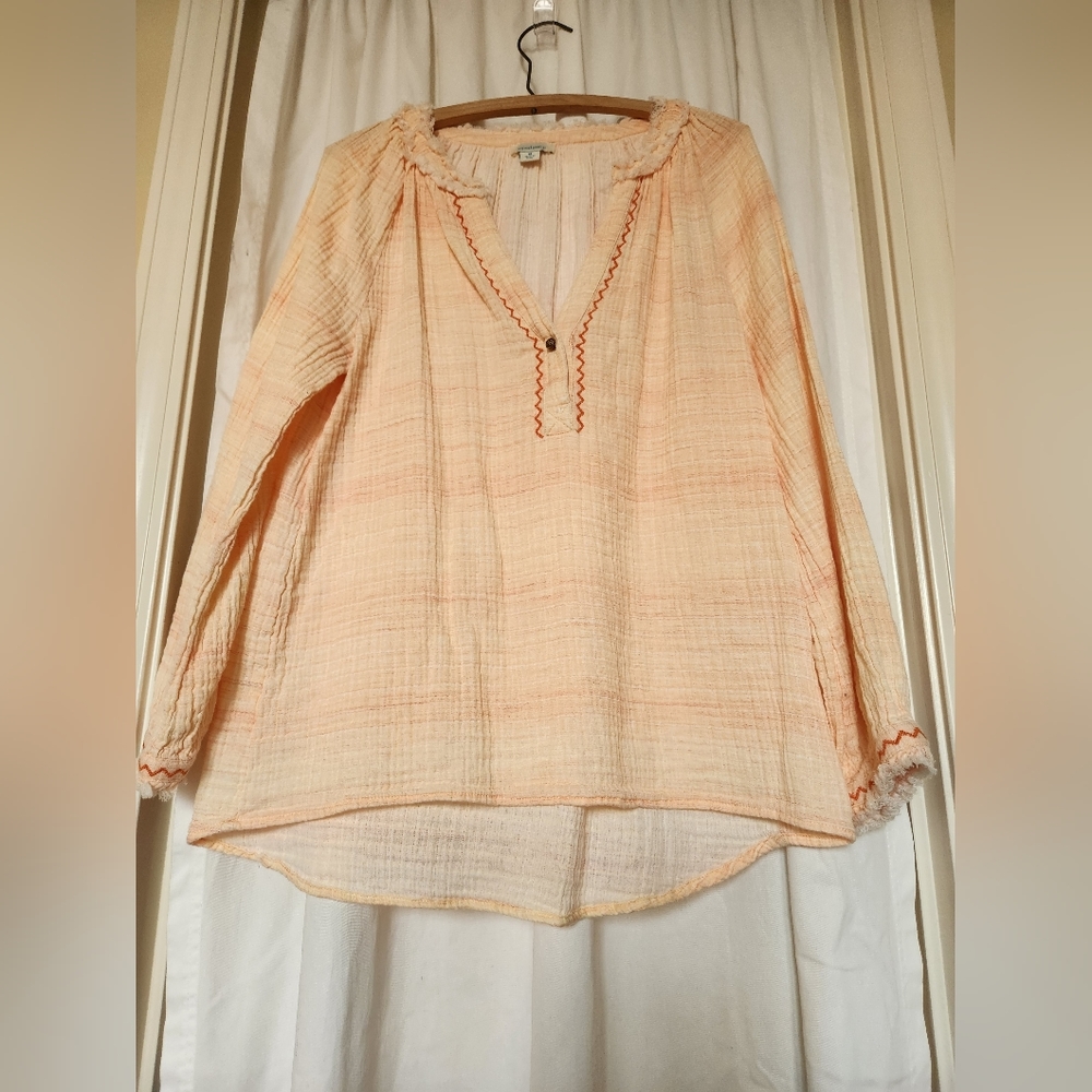 SUNDANCE Hi/Lo Gauze Long Sleeve Shirt - US Women M